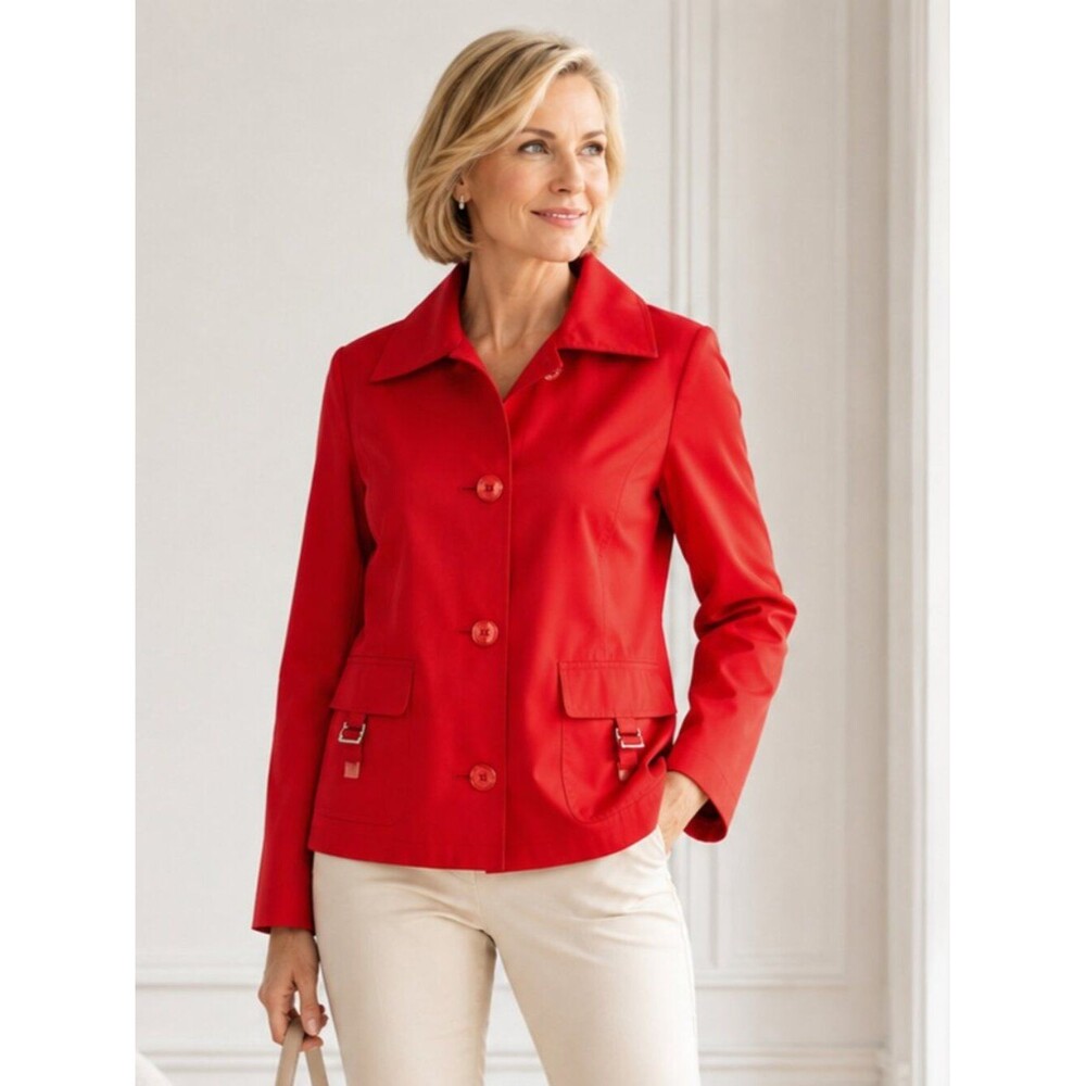 Ellen Tracy Tomato Red Jacket Medium Classic Chic Statement Blazer